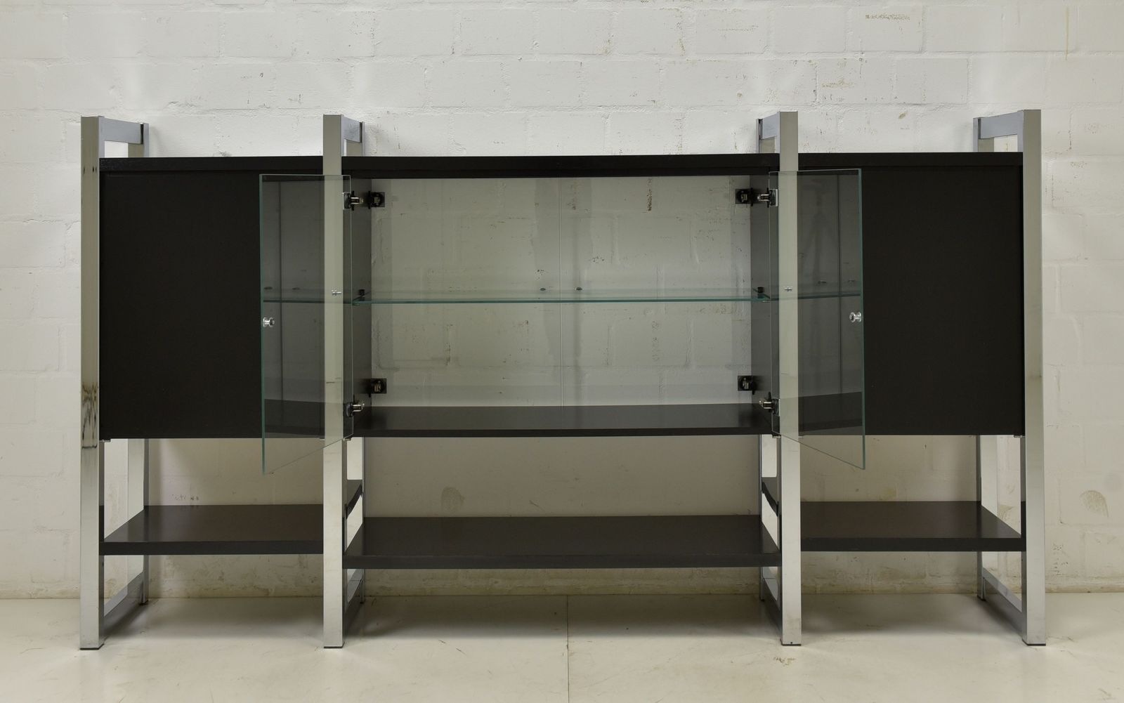 1559.0 Room Divider Display Cabinet Sideboard 90s Vintage Design Retro Black Chrome photo