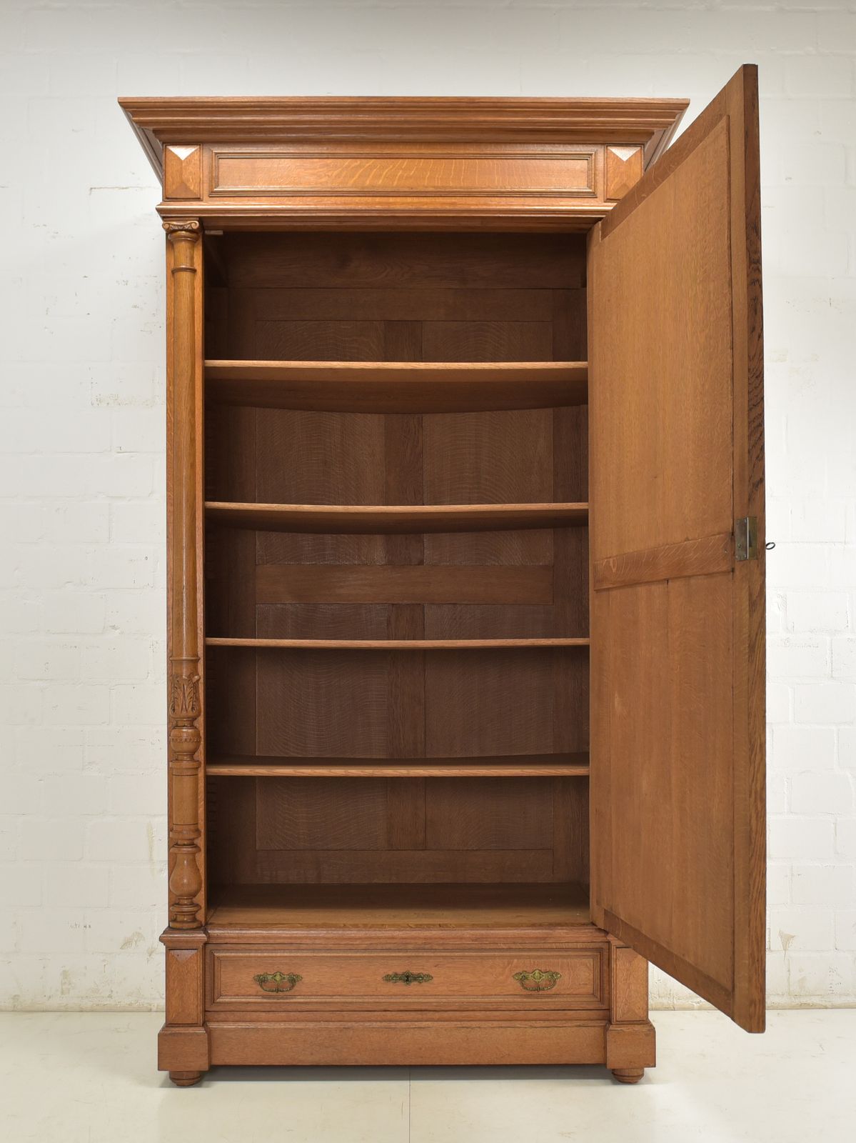 One Door Wardrobe Restored Wilhelminian Era Oak Shelving Unit photo for sale