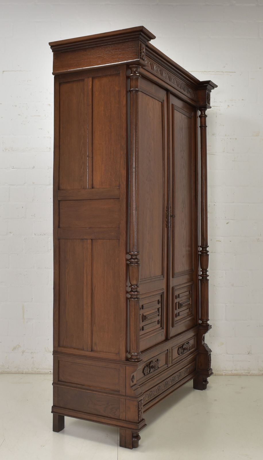 Furniture Wardrobe Restored Wilhelminian Style Around 1890, Solid Oak Hall Cupboard photo