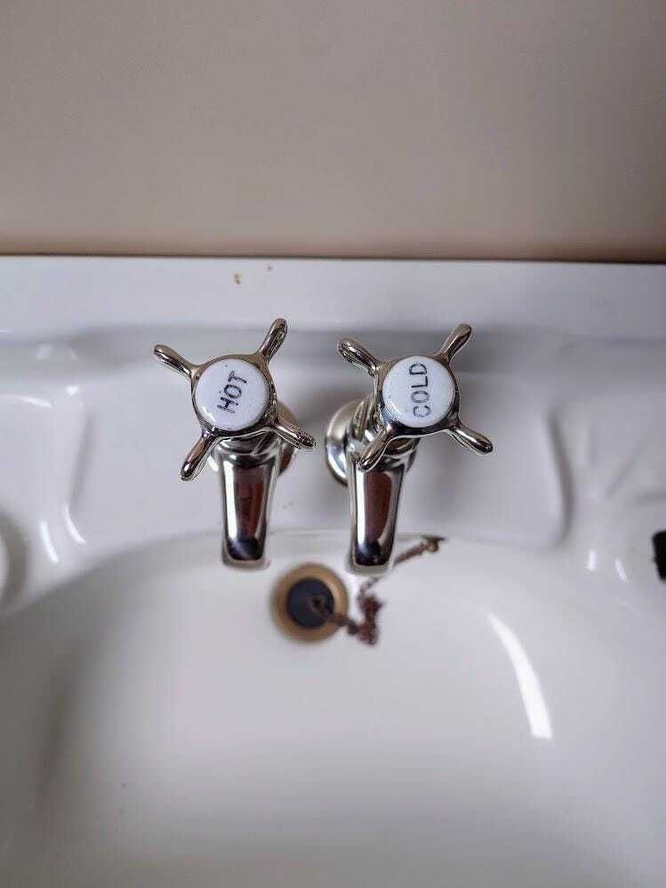 Antique Polished Nickel Basin Taps, Vintage White Brass Basin Faucets, 1930s Sink Taps, Overhauled And Ready To Fit photo 220.0