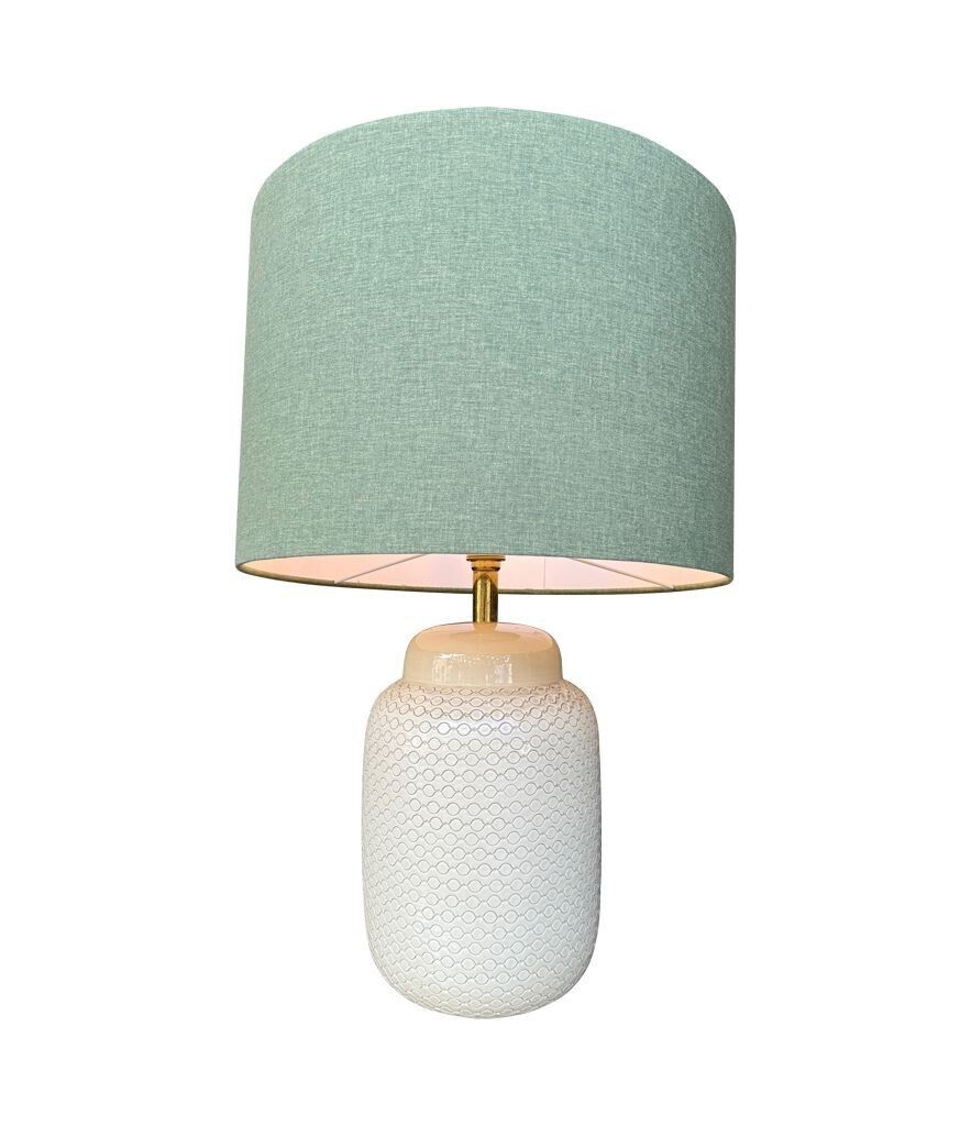 A Large 1970s Italian Cream Ceramic Lamp By Tommaso Barbi photo vintage