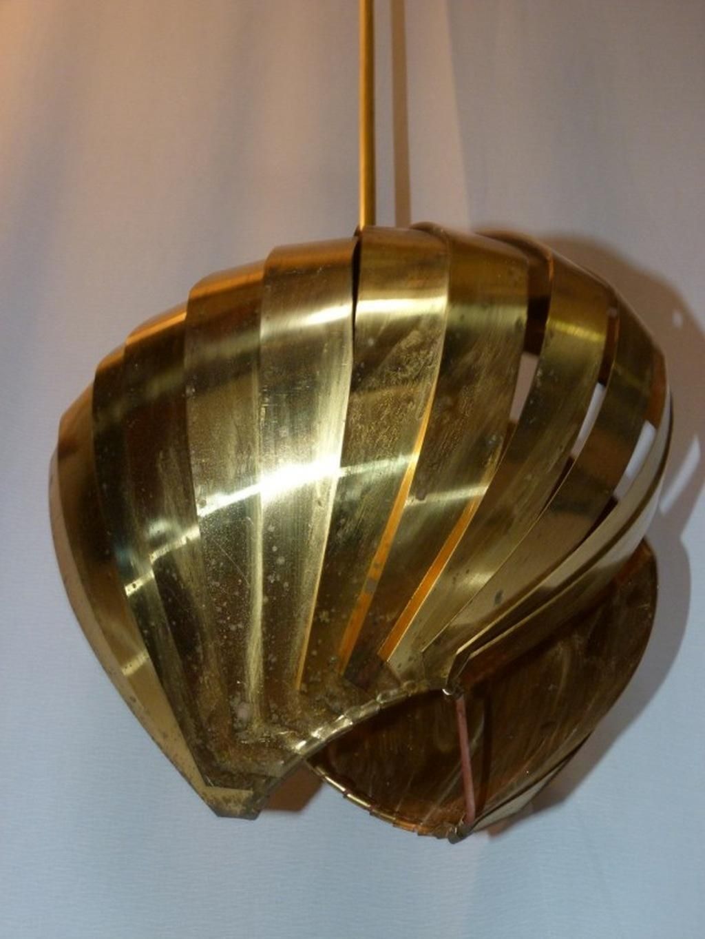 Vintage Brass Hanging Lamp By Louis Weisdorf For Lyfa, 1960s photo for sale