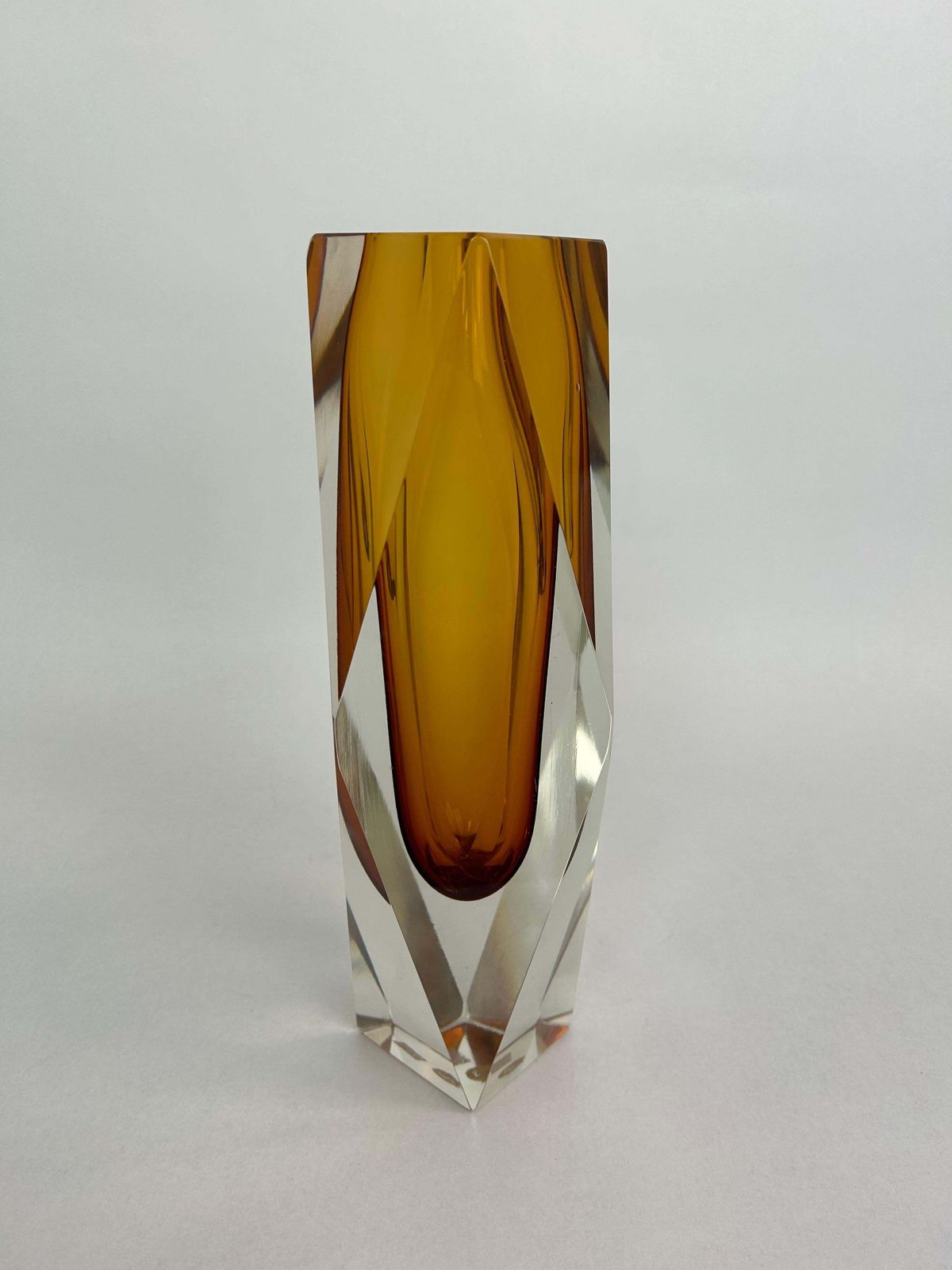 Yellow Art Glass Vase By Flavio Poli For Murano photo furniture