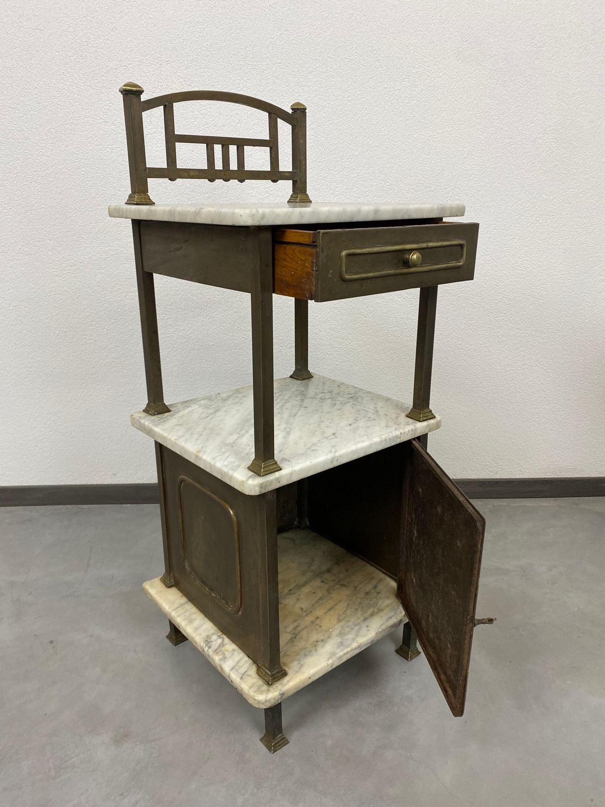 Brass Bedside Table With Marble Top photo for sale