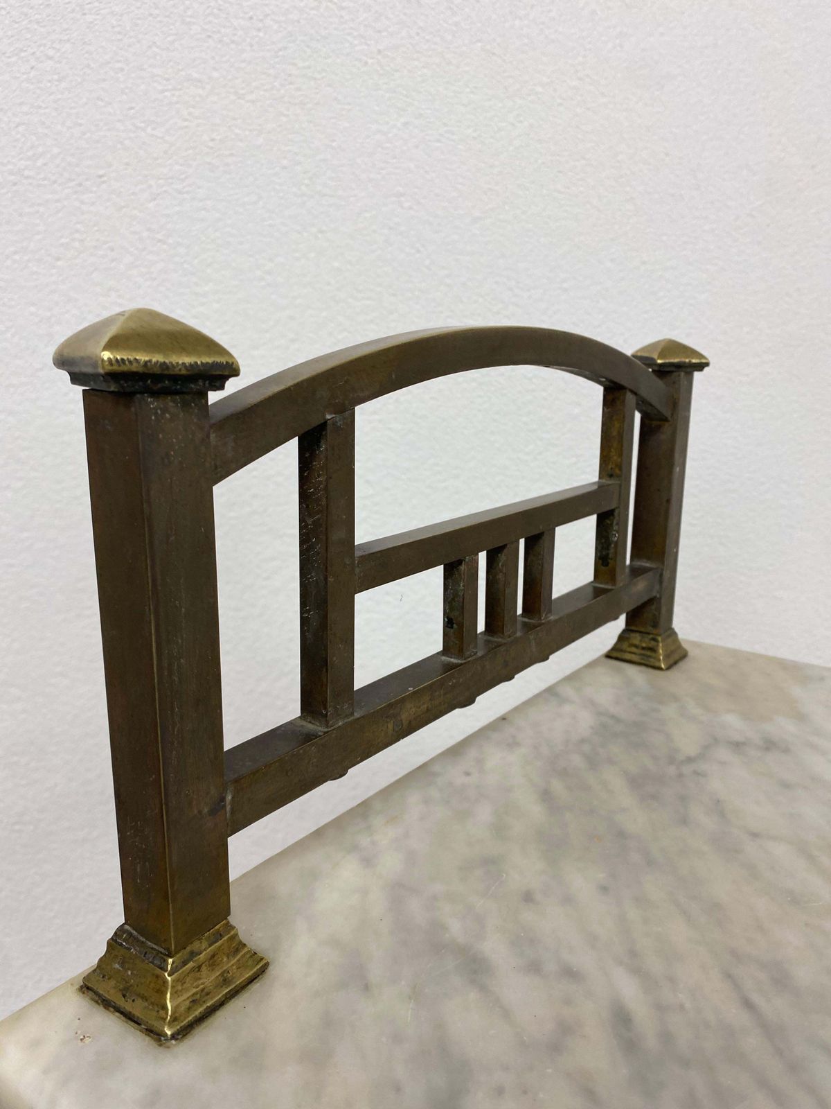 photo furniture Brass Bedside Table With Marble Top