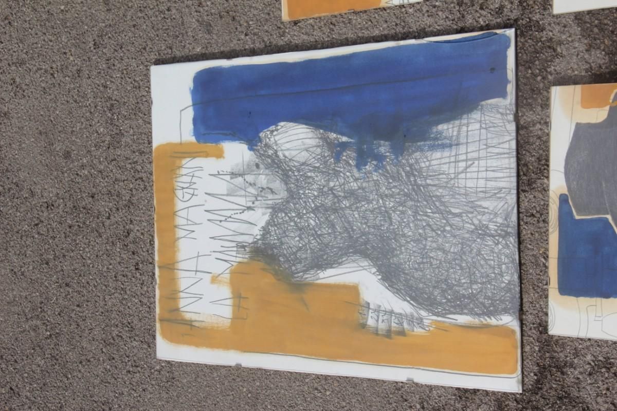 Charcoal On Paper And Mixed Technical Tempera Italian Films Cinema Movie 1970s photo vinterior