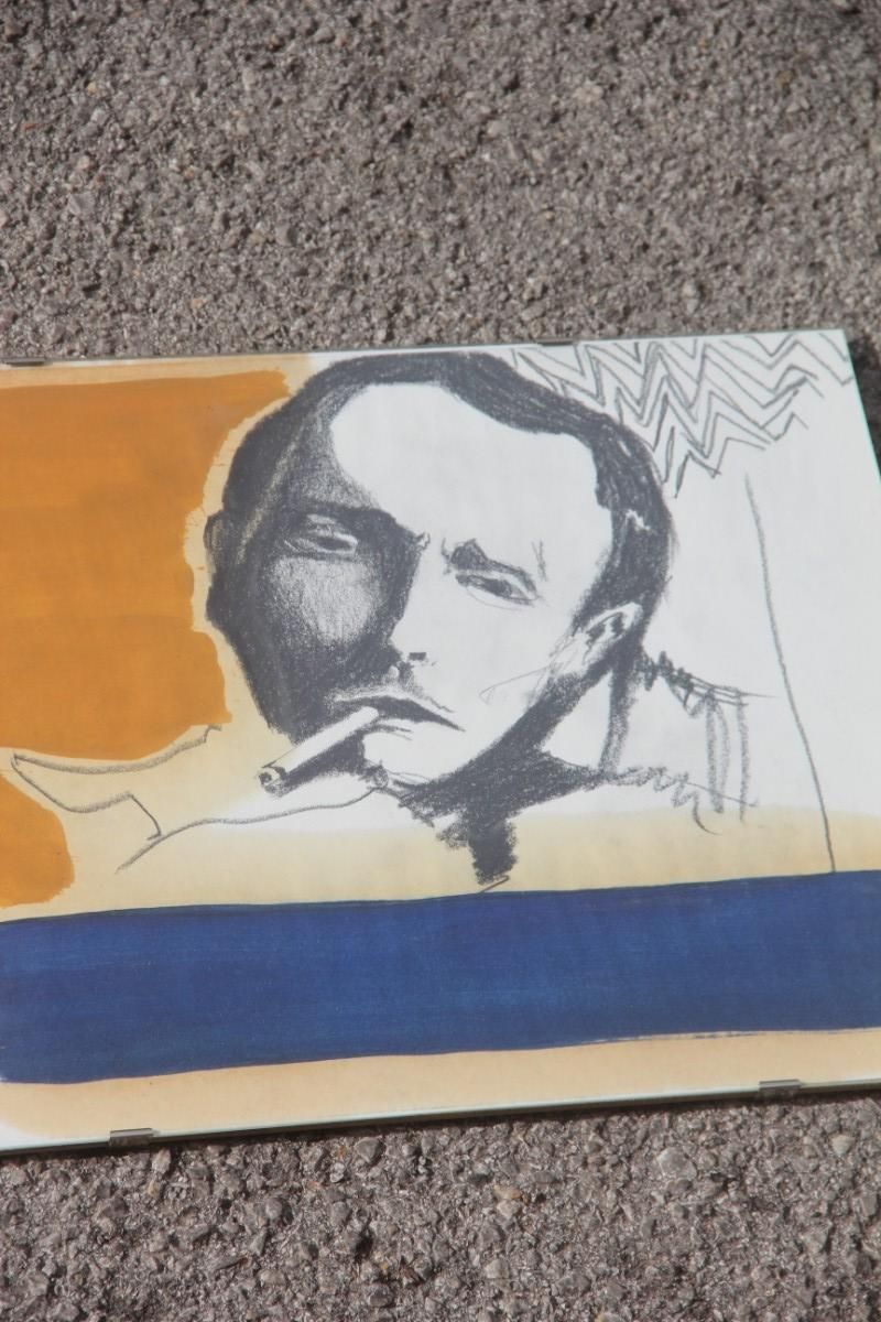 photo furniture Charcoal On Paper And Mixed Technical Tempera Italian Films Cinema Movie 1970s