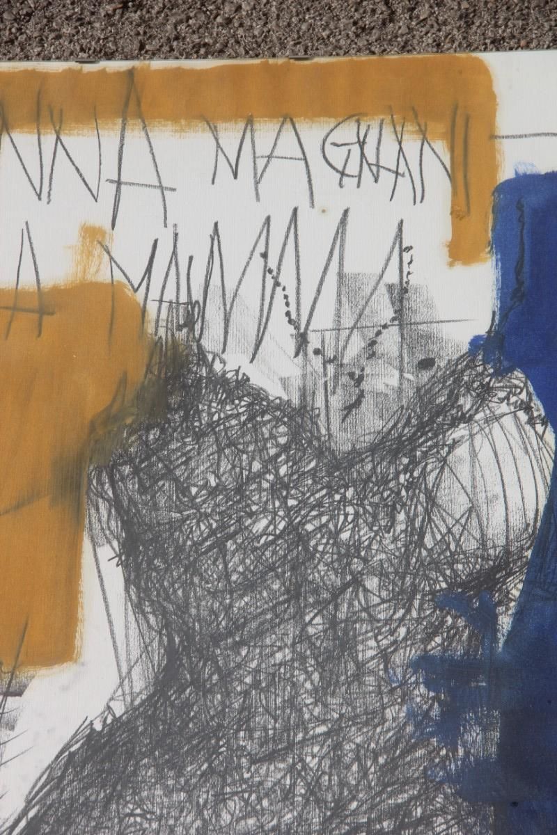 photo for sale Charcoal On Paper And Mixed Technical Tempera Italian Films Cinema Movie 1970s