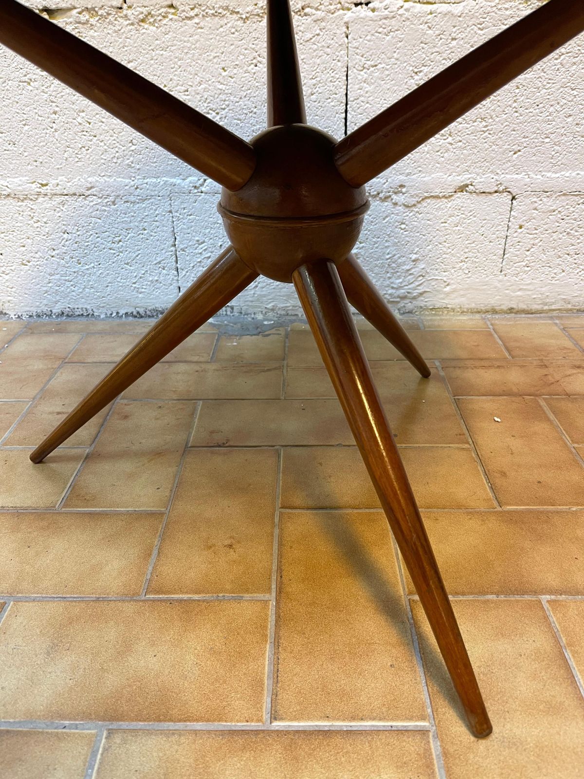 Italian Mid Century Wood And Opaline Glass Coffee Table, Italy, 1950s photo for sale
