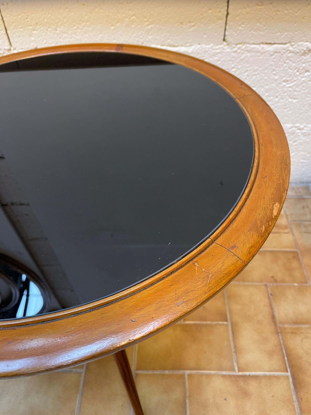 Italian Mid Century Wood And Opaline Glass Coffee Table, Italy, 1950s photo Furniture