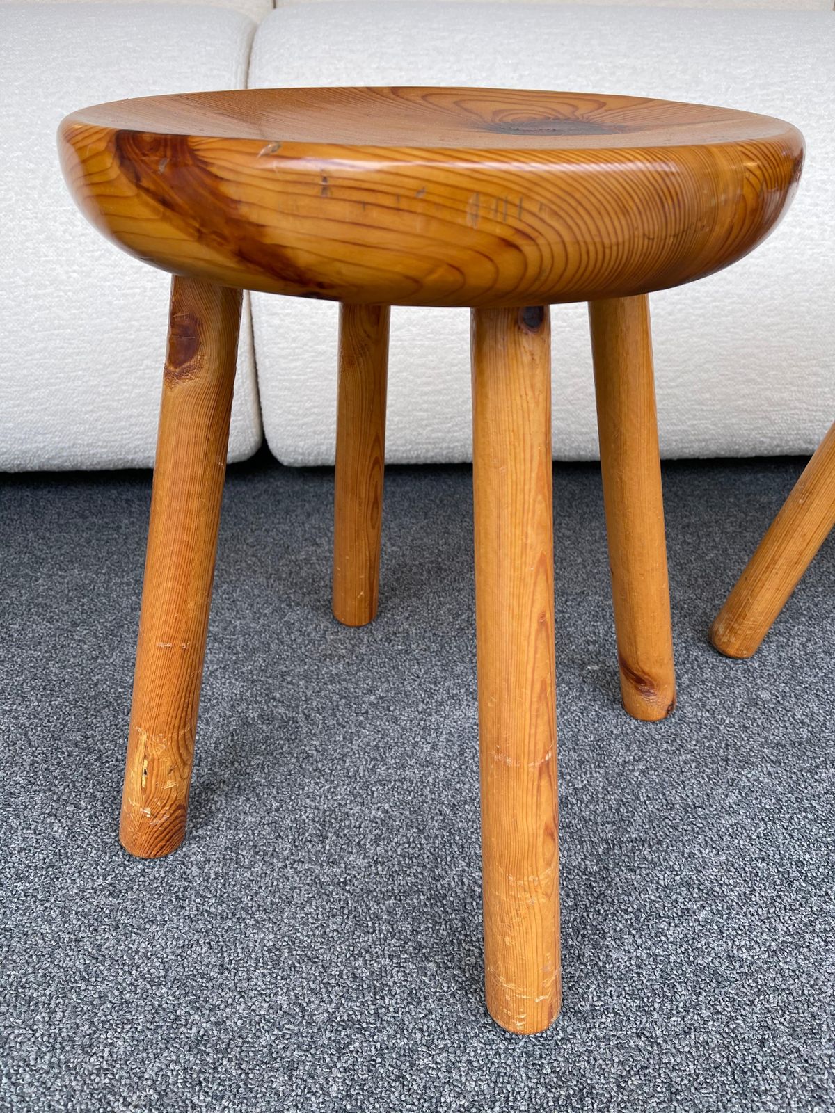 Pair Of Pine Stool Attributed To Charlotte Perriand, France, 1960s photo for sale