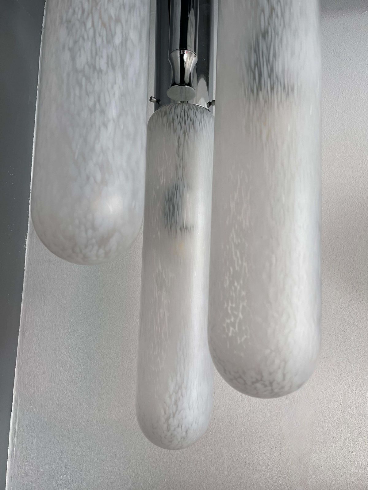 photo furniture Chandelier Murano Glass Tube And Metal Chrome By Mazzega, Italy, 1970s