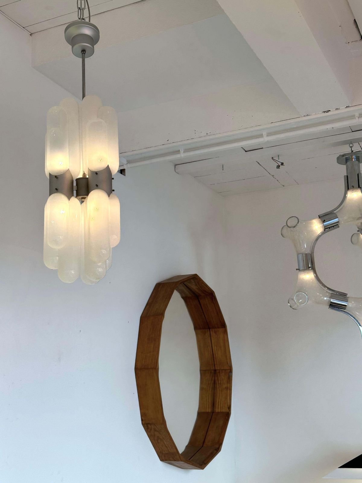 Chandelier Torpedo Murano Glass Metal By Carlo Nason For Mazzega, Italy, 1970s photo furniture
