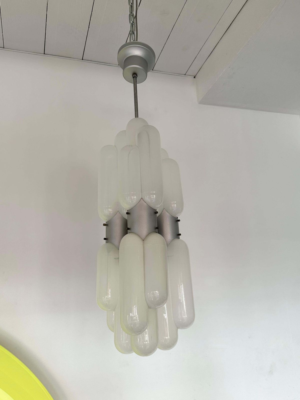 Chandelier Torpedo Murano Glass Metal By Carlo Nason For Mazzega, Italy, 1970s photo Lighting