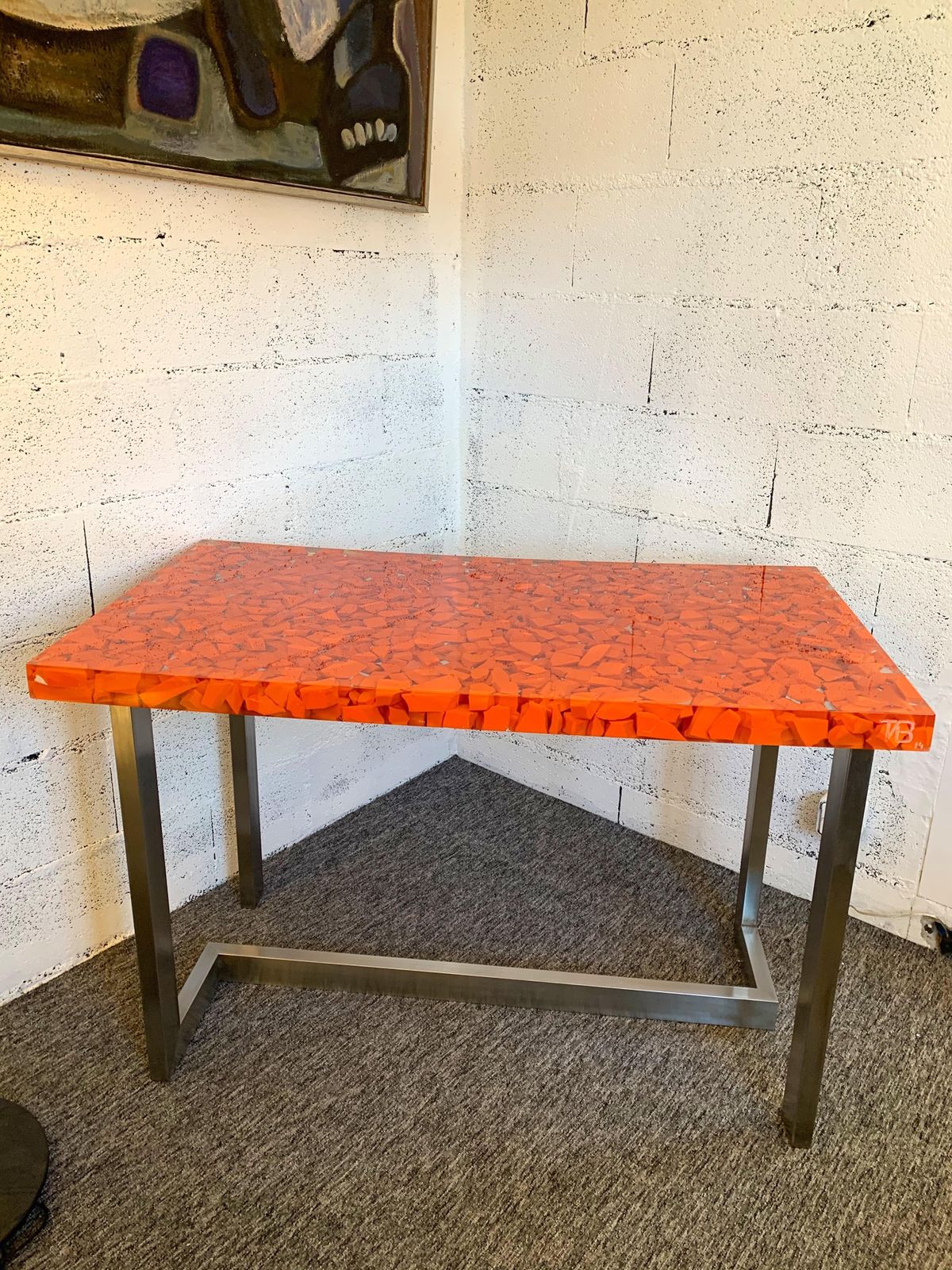 Resin Fractal Inclusion Console Table Desk By Thomas Brant, France, 2014 photo vinterior