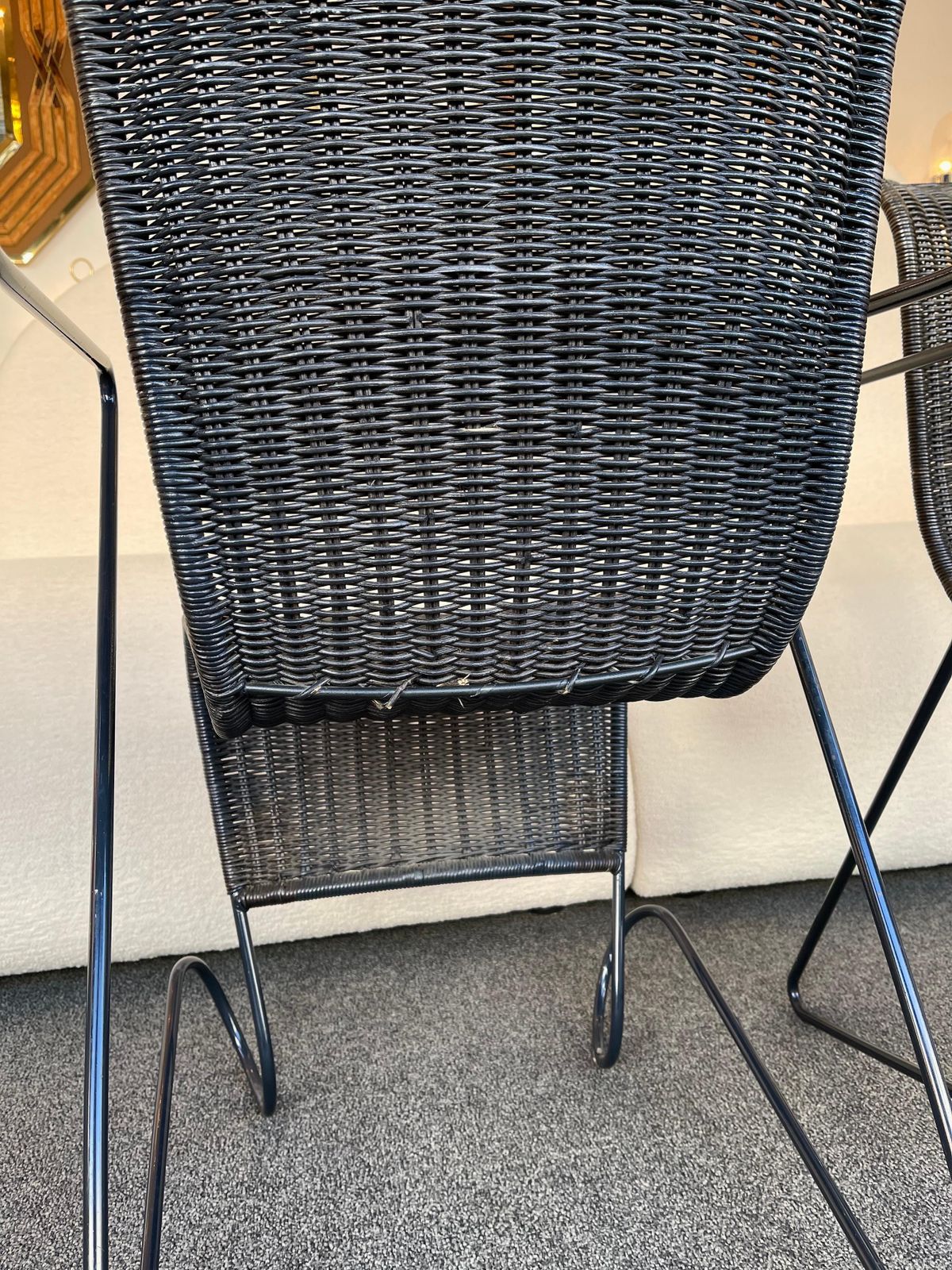 Set Of 4 Chairs Zigo Metal Rattan By Ron Arad For Driade, Italy, 1990s photo 5987.0