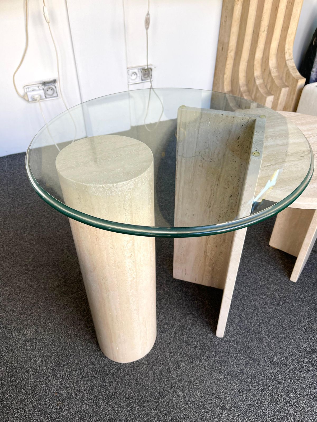 Mid Century Modern Travertine Sculpture Gueridon Table, Italy, 1980s photo vinterior