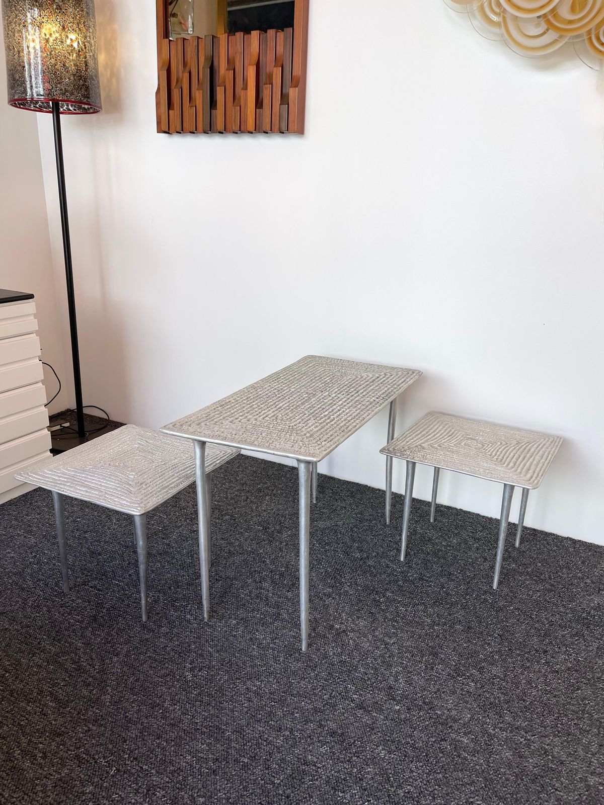 photo furniture Set Of 3 Cast Metal Coffee Side Tables, Italy, 1990s