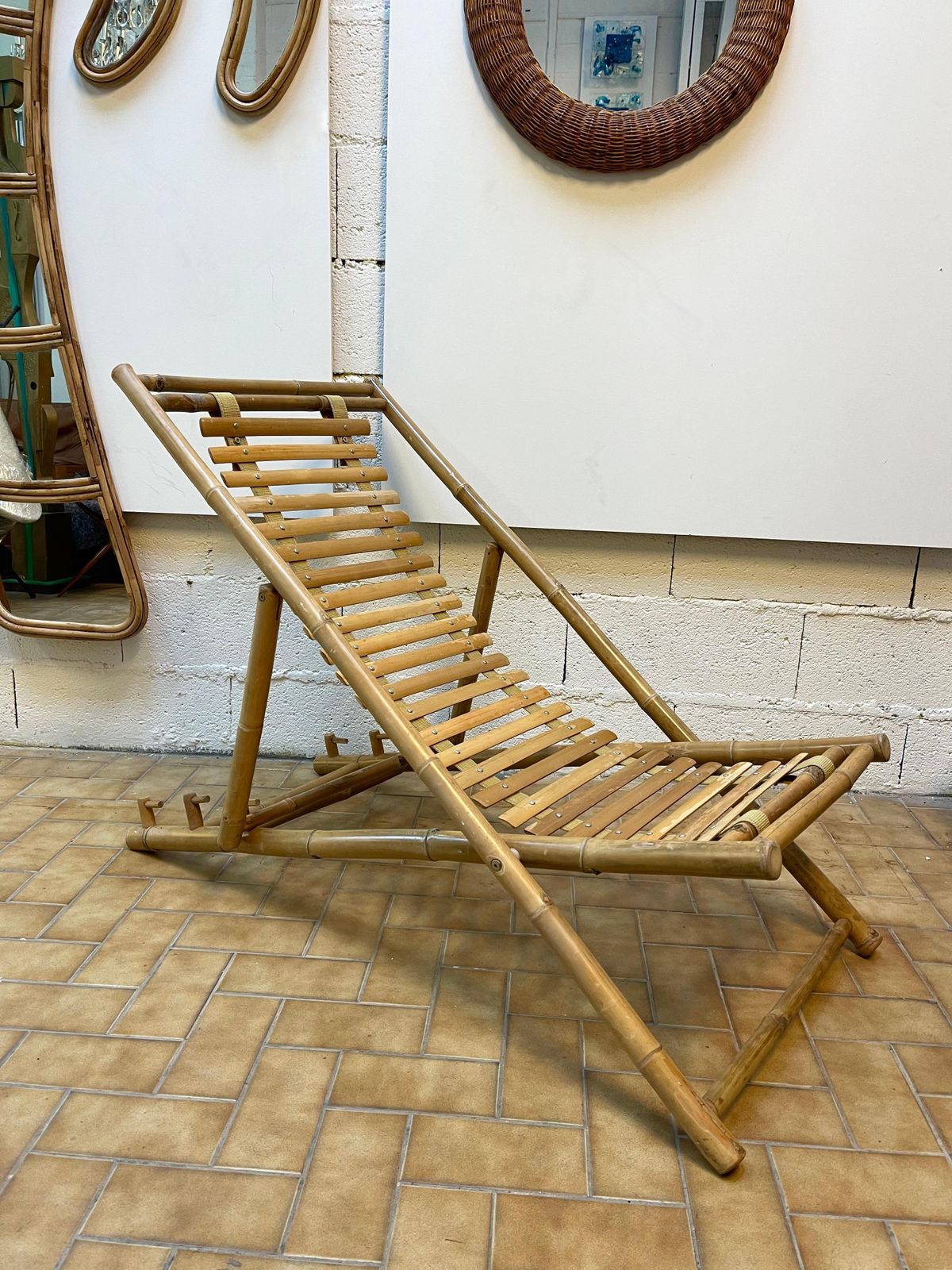 Bamboo Lounge Chair, Italy, 1980s photo vintage