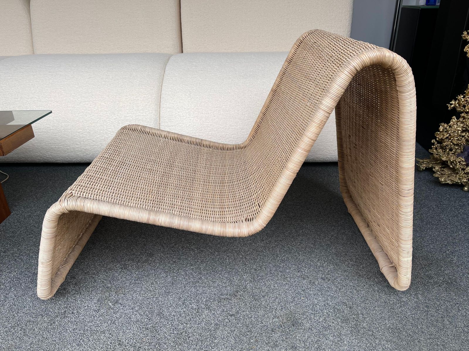Rattan Slipper Chair, 1980s photo for sale