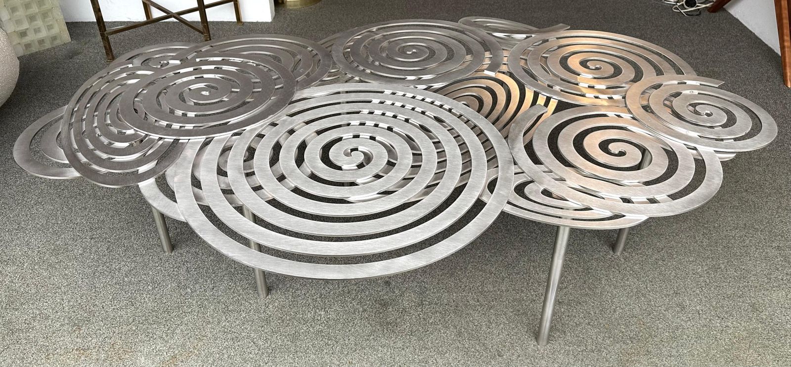 Contemporary Stainless Steel Spiral Coffee Table By Antonio Cagianelli, Italy photo Furniture
