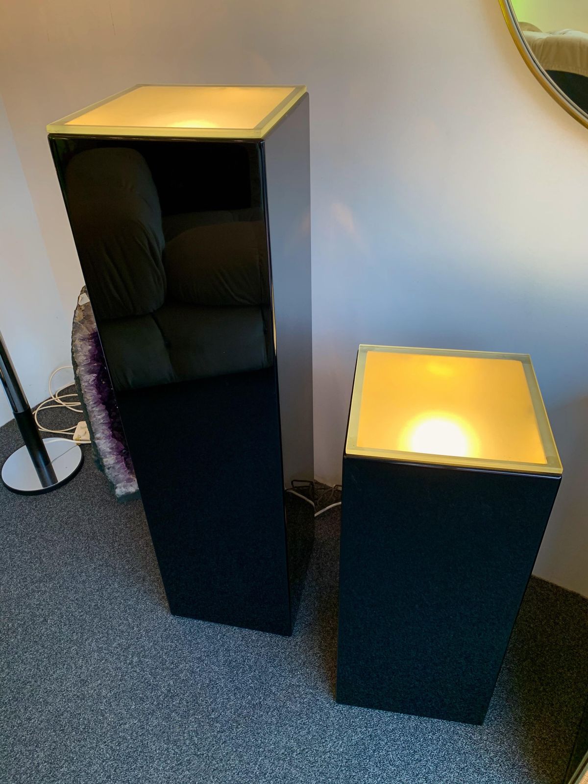 Pair Of Lacquered Column Lamp By Guy Lefevre, France, 1970s photo Lighting