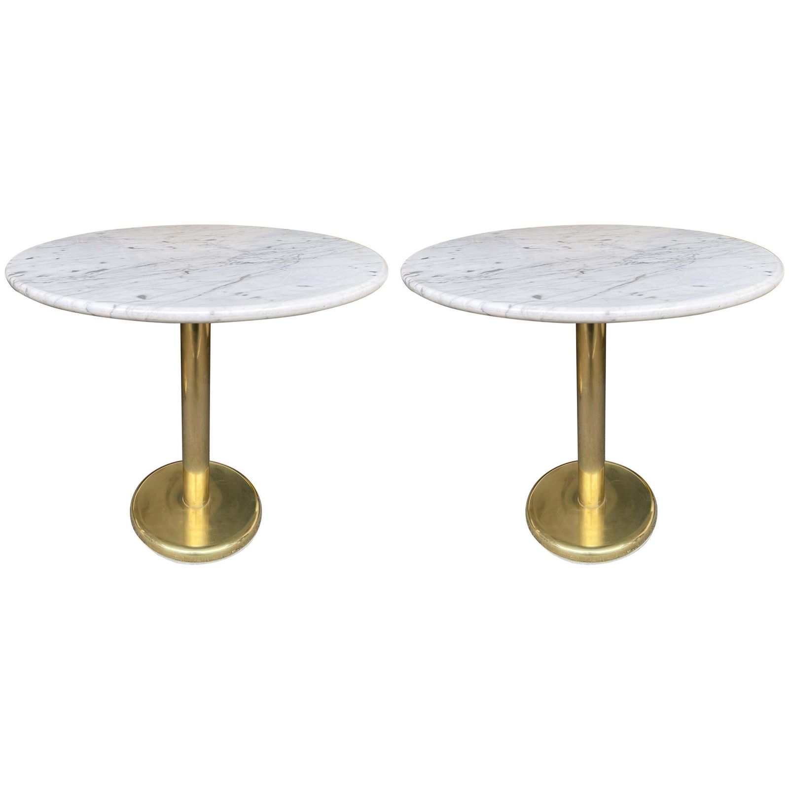 Pair Of Brass And Marble Side Table, Italy, 1970s