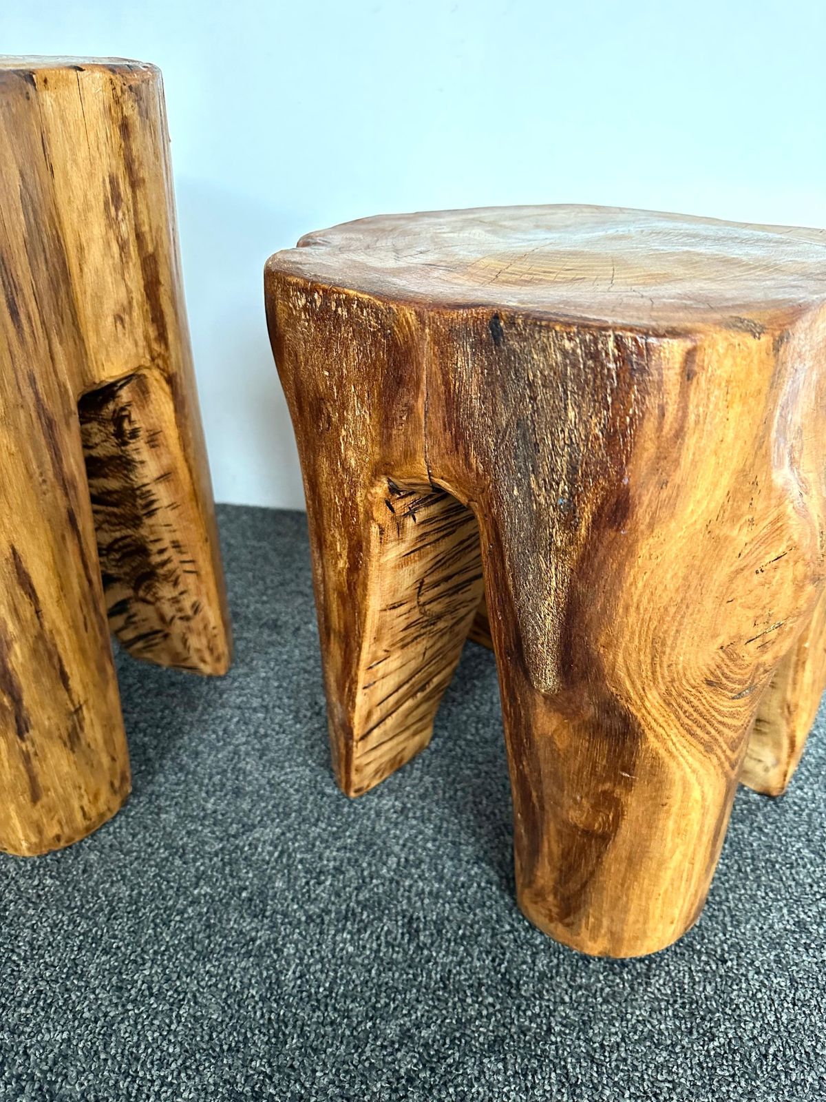 Pair Of Massive Walnut Wood Side Tables. France, 1960s photo for sale