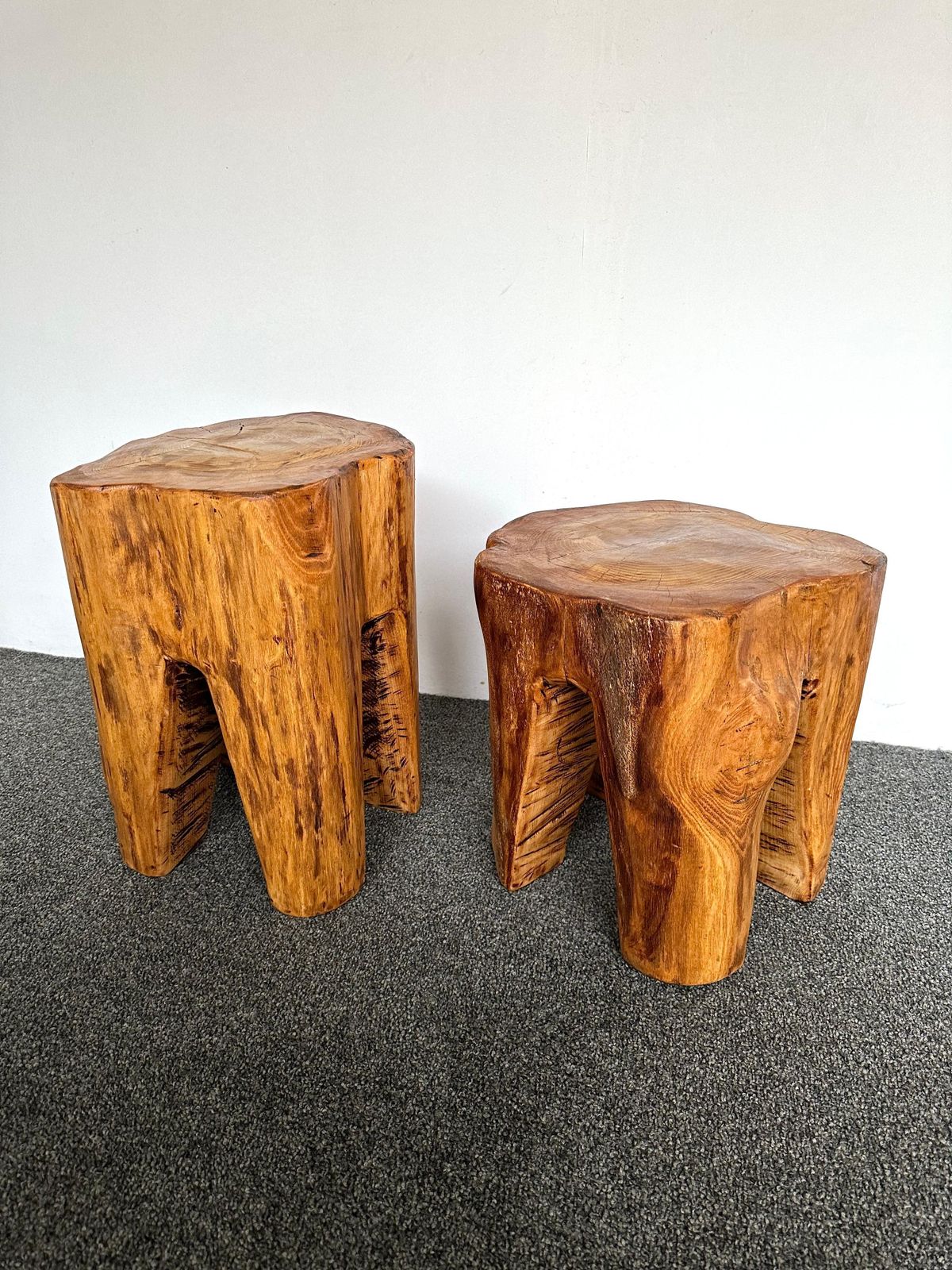 Pair Of Massive Walnut Wood Side Tables. France, 1960s photo 3250.0
