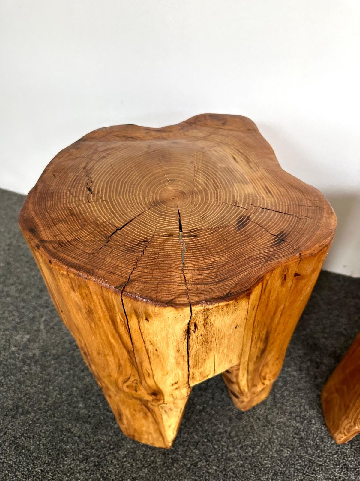 photo furniture Pair Of Massive Walnut Wood Side Tables. France, 1960s