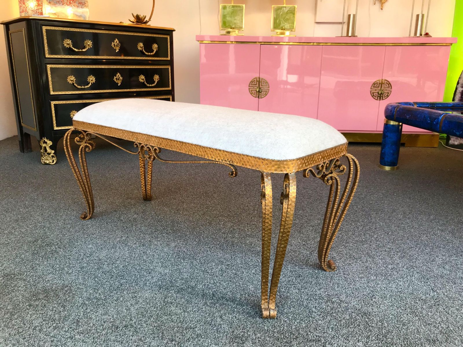 Bench Iron Gold Leaf By Pier Luigi Colli, Italy, 1950s photo furniture