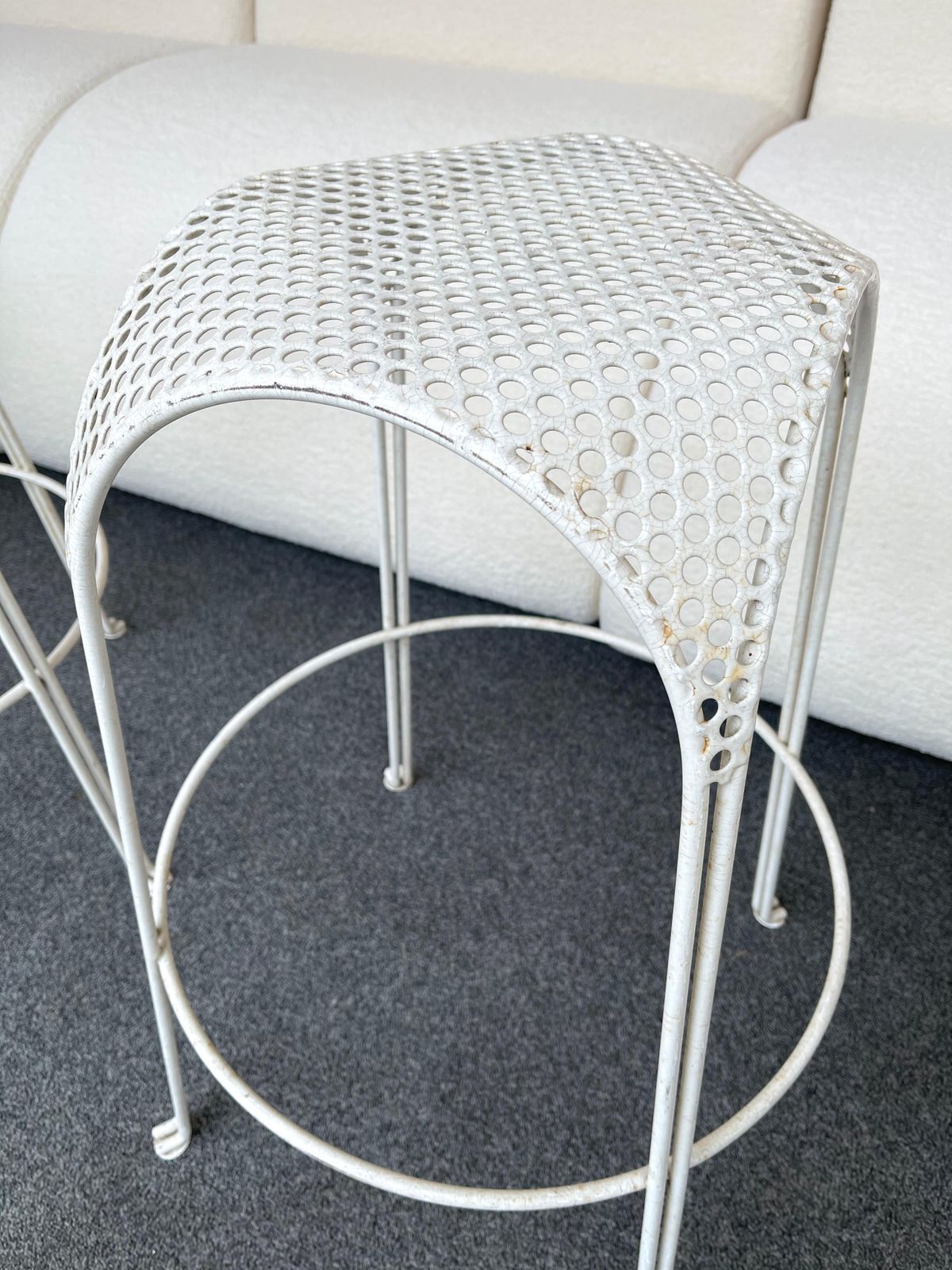 Pair Of Bar Stools Metal Perforated By Maurizio Tempestini, Italy, 1950s photo vinterior