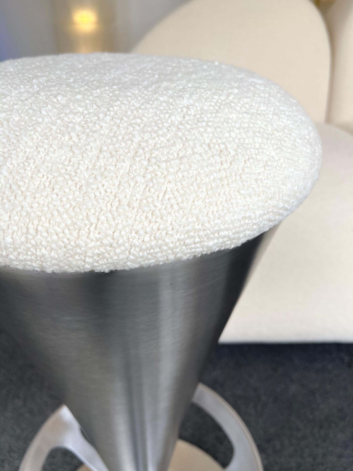 Pair Of Stainless Steel Metal Cone Bar Stools, Italy, 1990s photo furniture