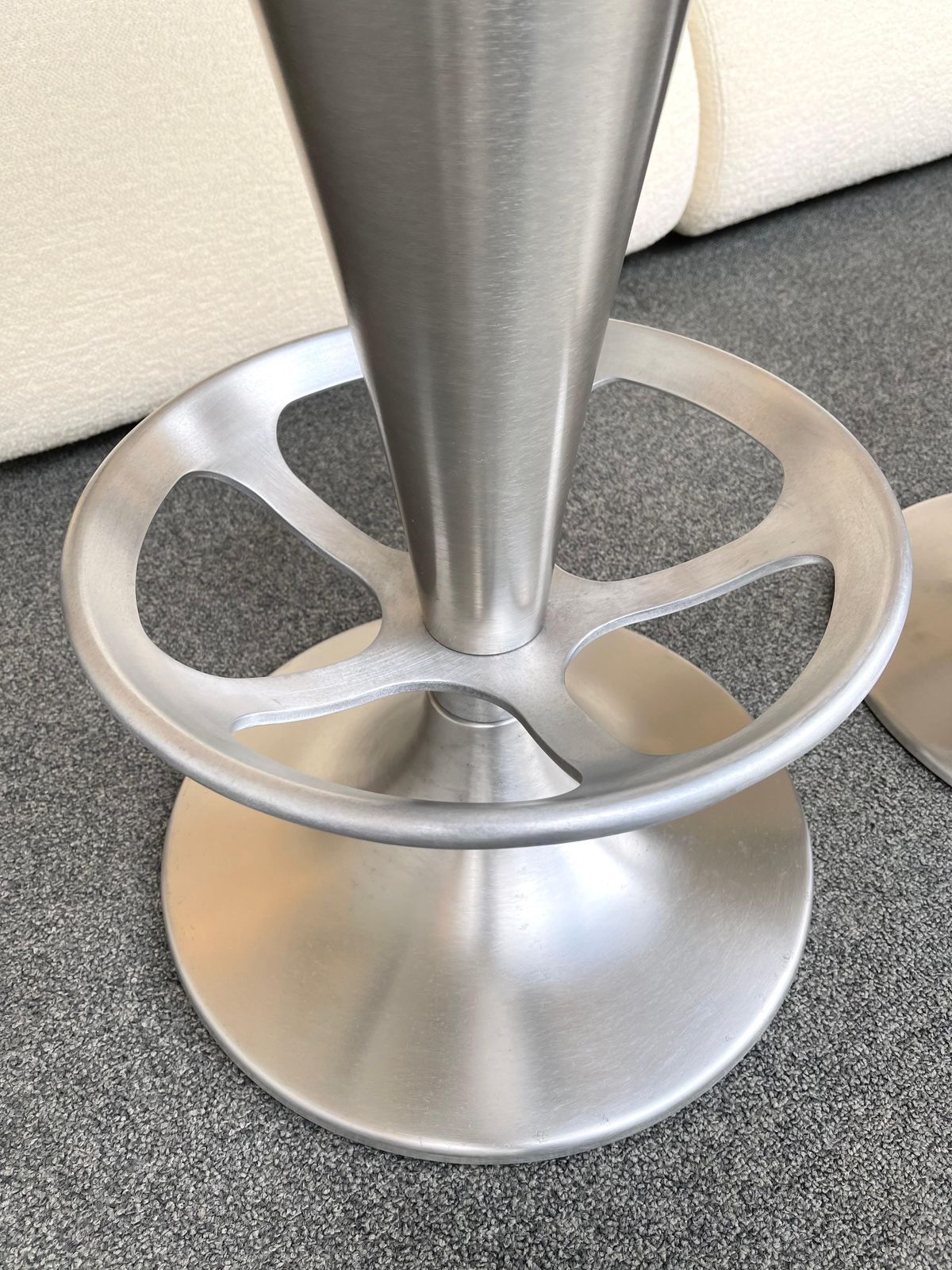 Pair Of Stainless Steel Metal Cone Bar Stools, Italy, 1990s photo 3849.0