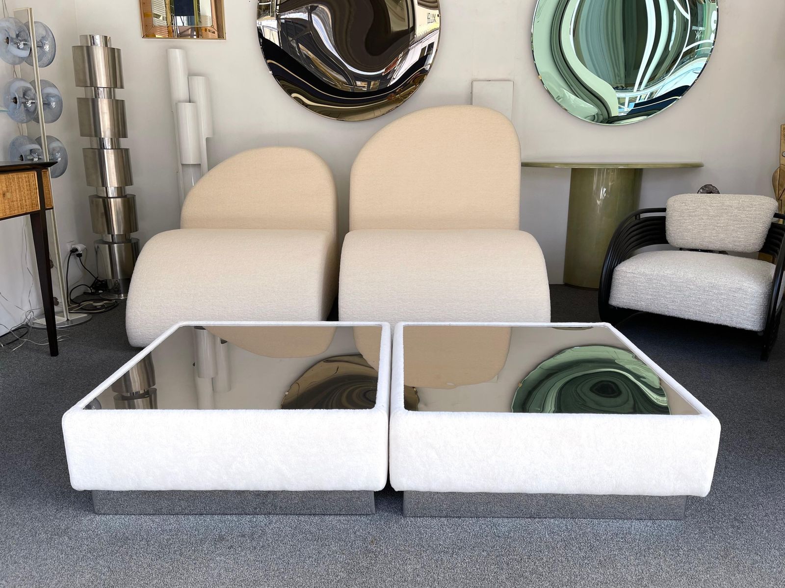 photo vinterior Pair Of Tables Kenthia By Ernesto Radaelli For Saporiti, Italy, 1970s
