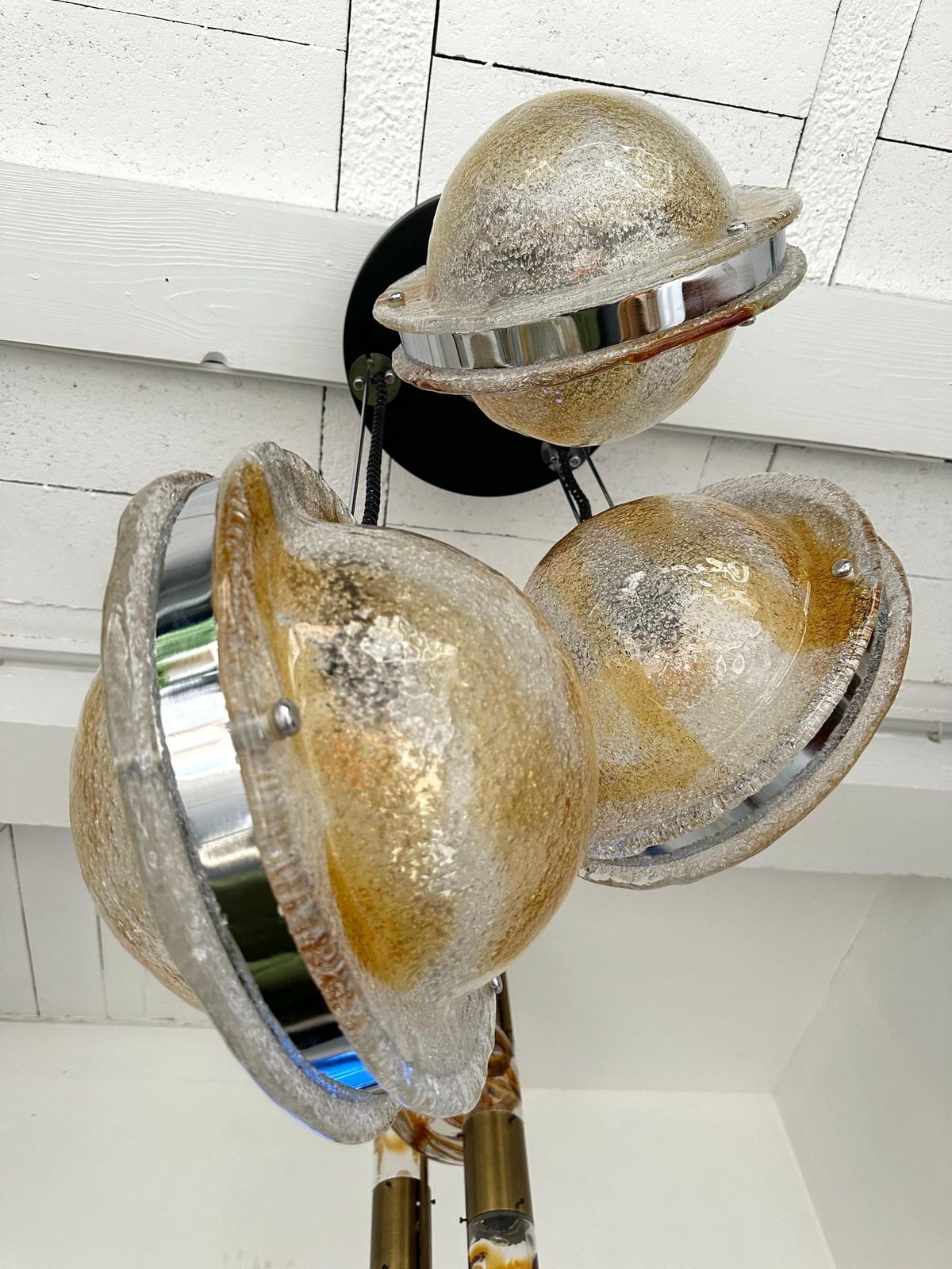 photo furniture Planetarium Chandelier Amber Murano Glass And Metal By Veart, Italy, 1970s