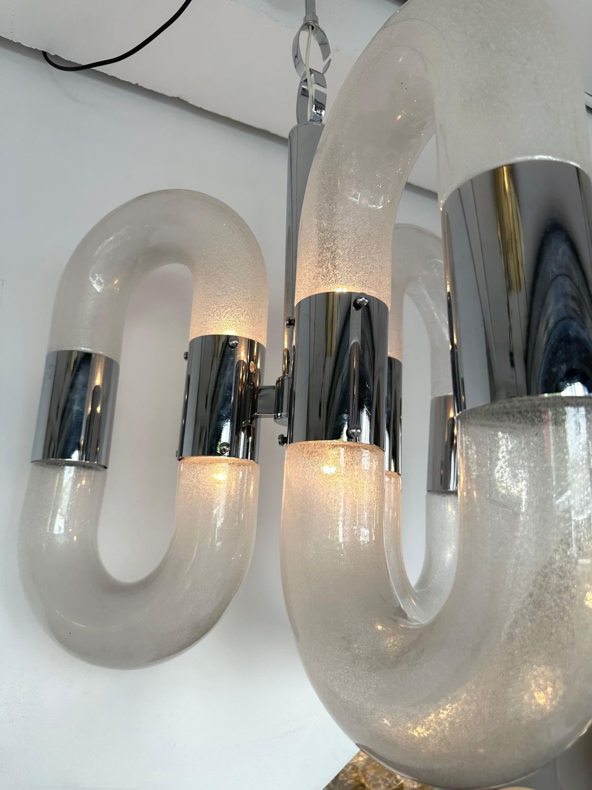 Chandelier Murano Glass And Metal By Aldo Nason For Mazzega, Italy, 1970s photo Lighting
