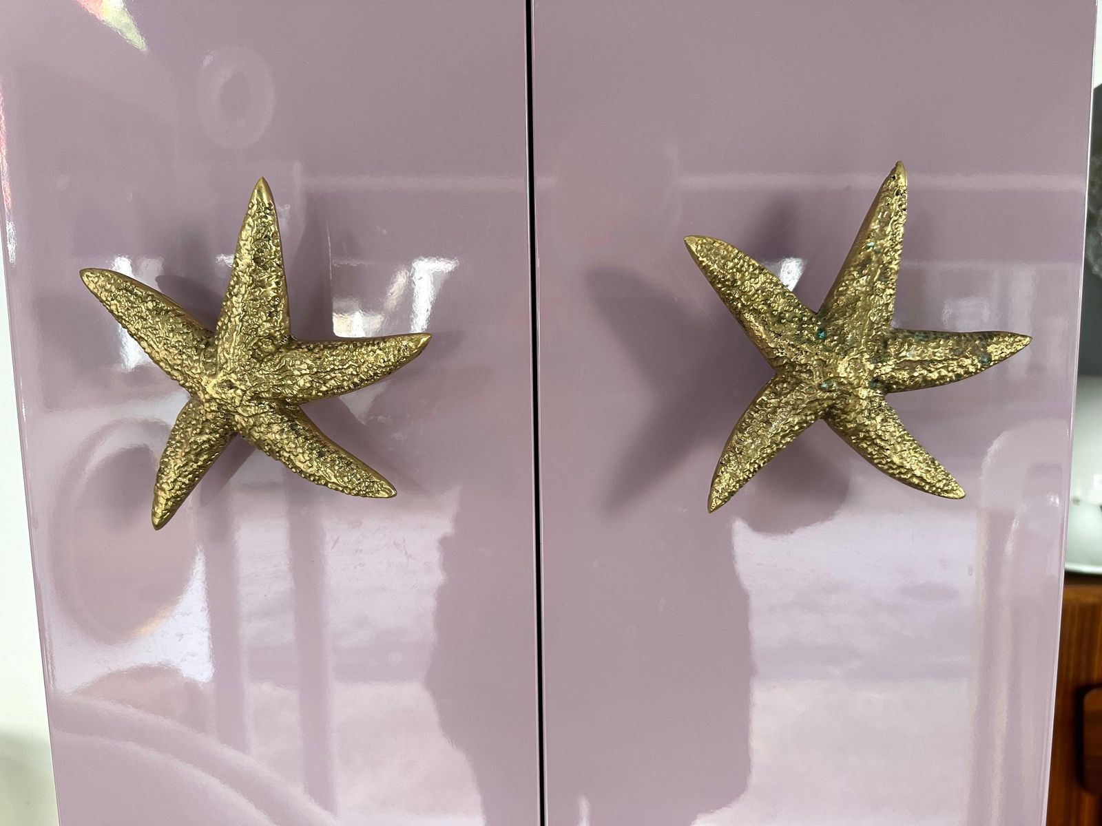 Contemporary Lacquered Brass Starfish And Rock Crystal Cabinet. Italy photo furniture