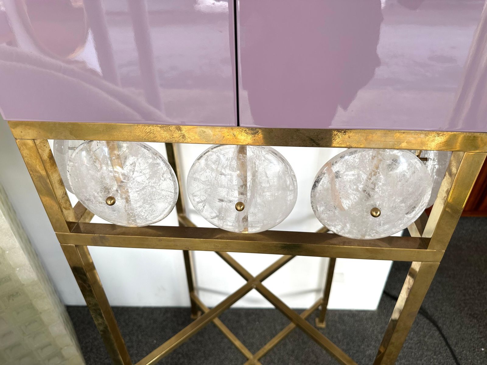 Contemporary Lacquered Brass Starfish And Rock Crystal Cabinet. Italy photo for sale