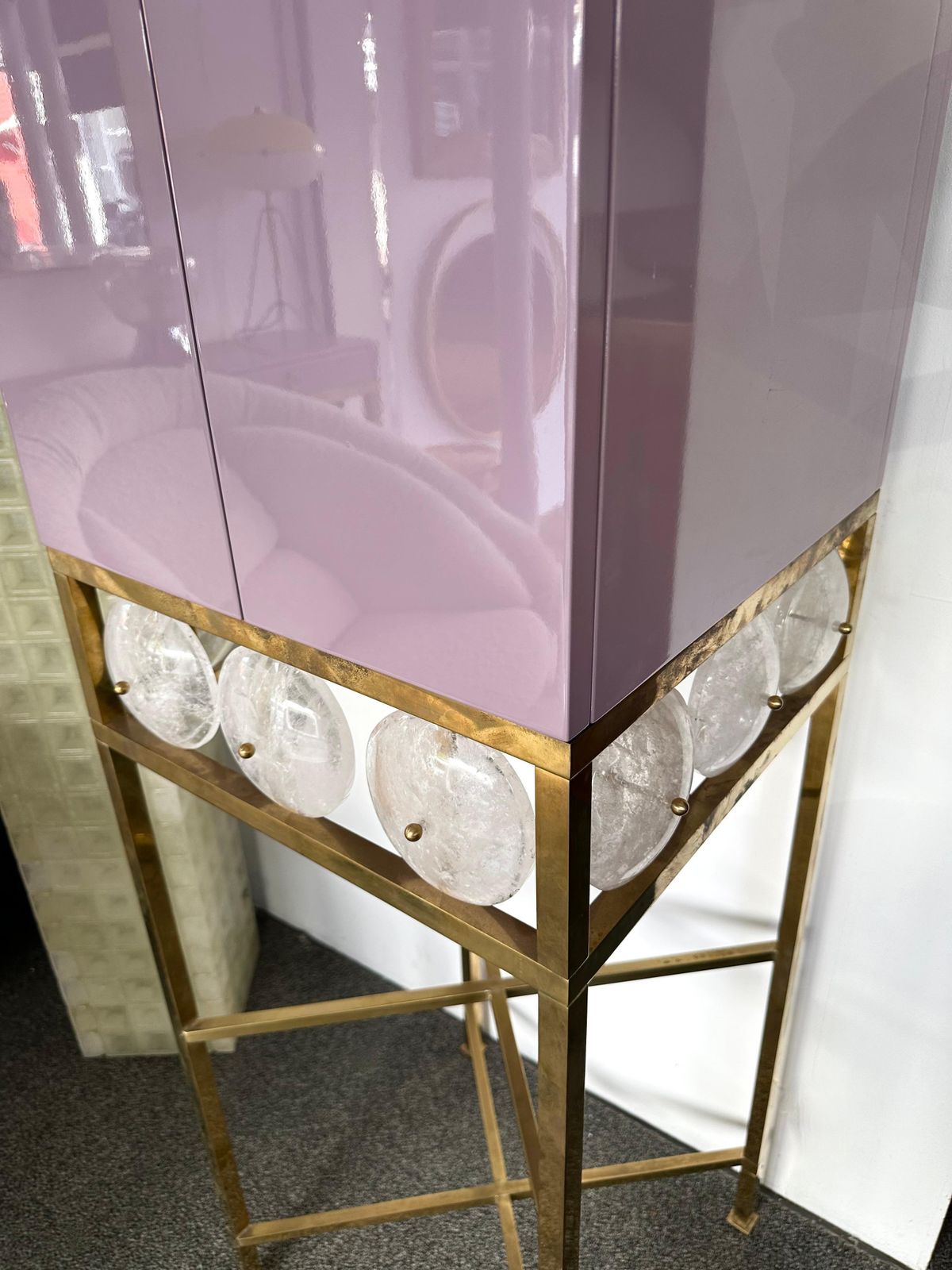 Contemporary Lacquered Brass Starfish And Rock Crystal Cabinet. Italy photo vinterior