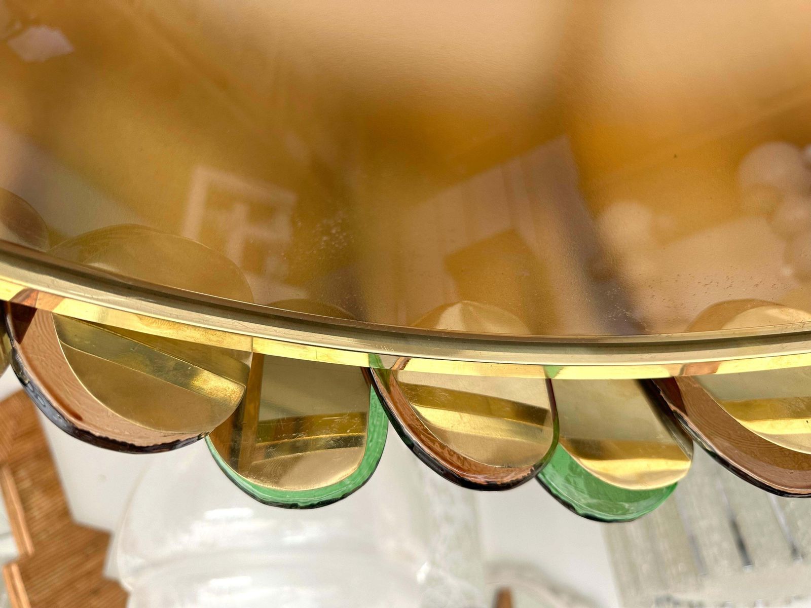 photo furniture Contemporary Chandelier Brass And Murano Glass Blade, Italy