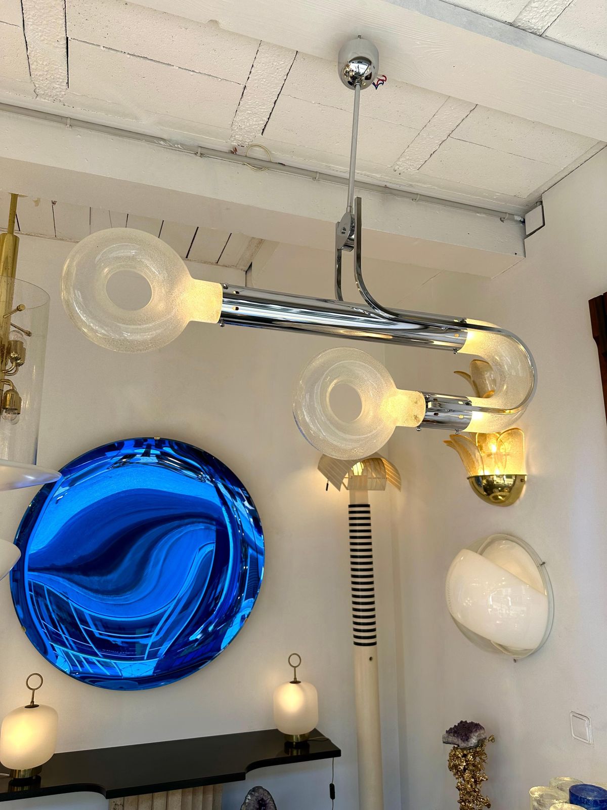 photo vinterior Chandelier Murano Glass And Metal By Aldo Nason For Mazzega, Italy, 1970s