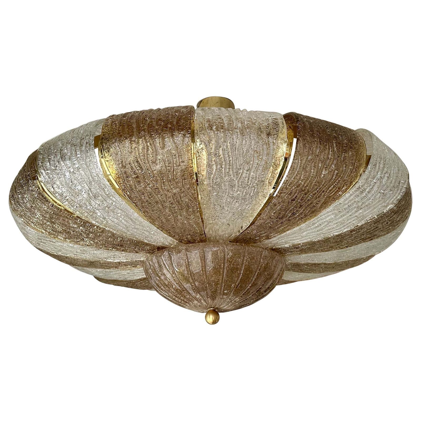 Large Contemporary Crown Chandelier Brass And Murano Glass , Italy