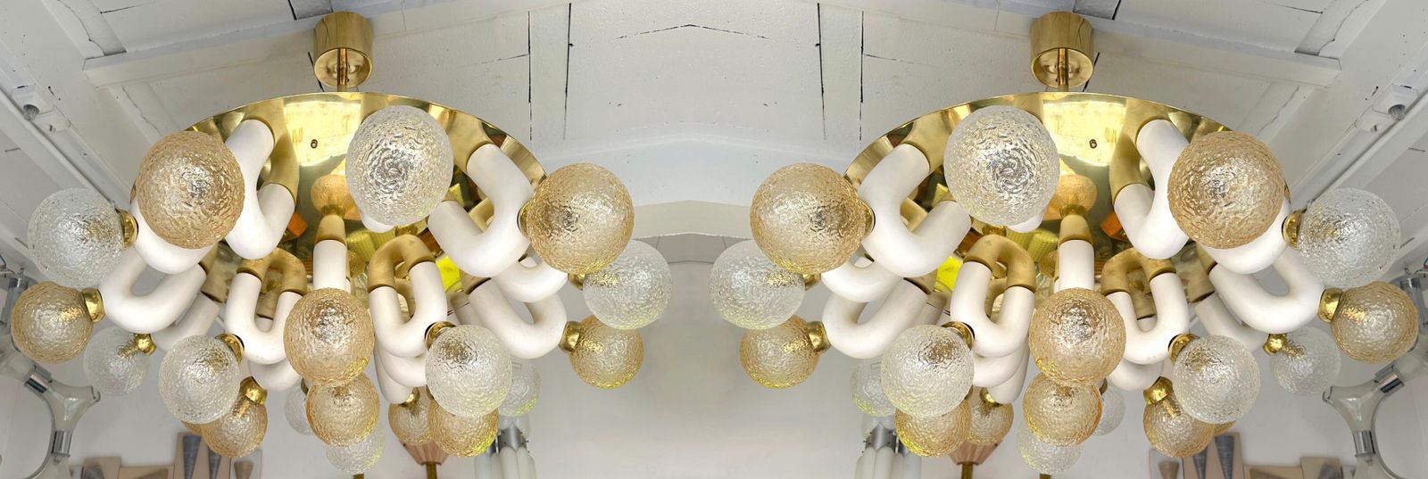 Large Contemporary U Ceramic Chandelier Brass And Murano Glass , Italy photo furniture