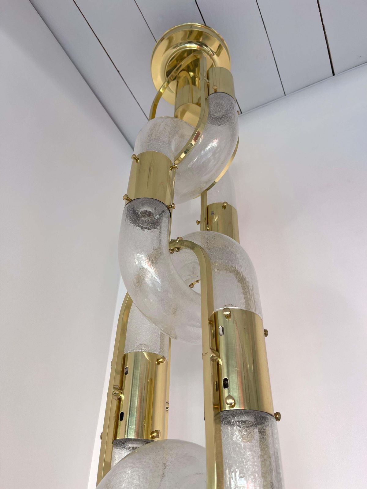 Brass Chandelier Murano Glass By Aldo Nason For Mazzega, Italy, 1970s photo Lighting