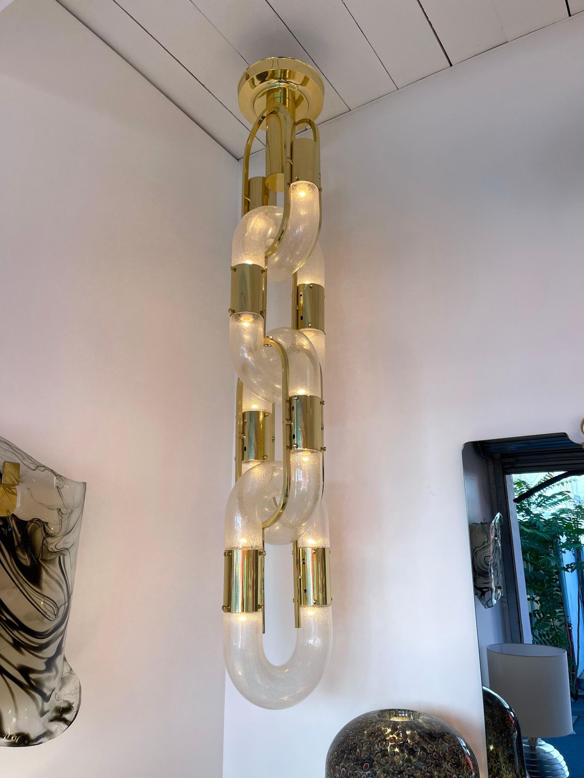 Brass Chandelier Murano Glass By Aldo Nason For Mazzega, Italy, 1970s photo 17960.0