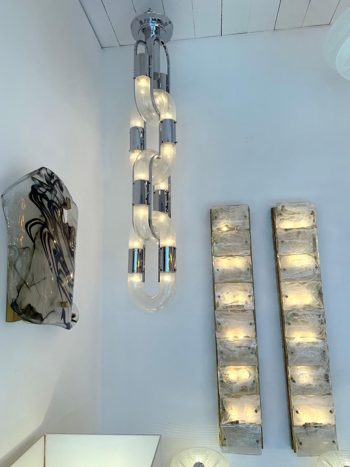 Lighting Chandelier Murano Glass And Metal By Aldo Nason For Mazzega, Italy, 1970s photo