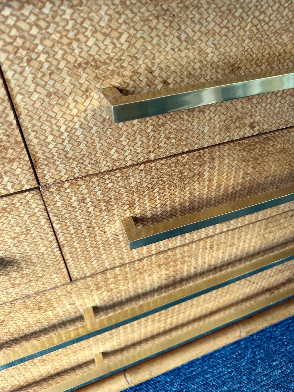 Bamboo Rattan Brass Chest Of Drawers By Vivai Del Sud. Italy, 1970s photo for sale