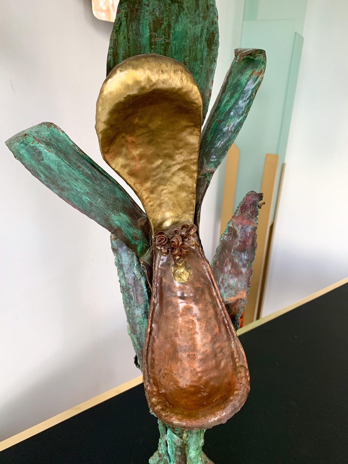 Plant Lamp Lacquered Metal Brass, France, 1970s photo vinterior