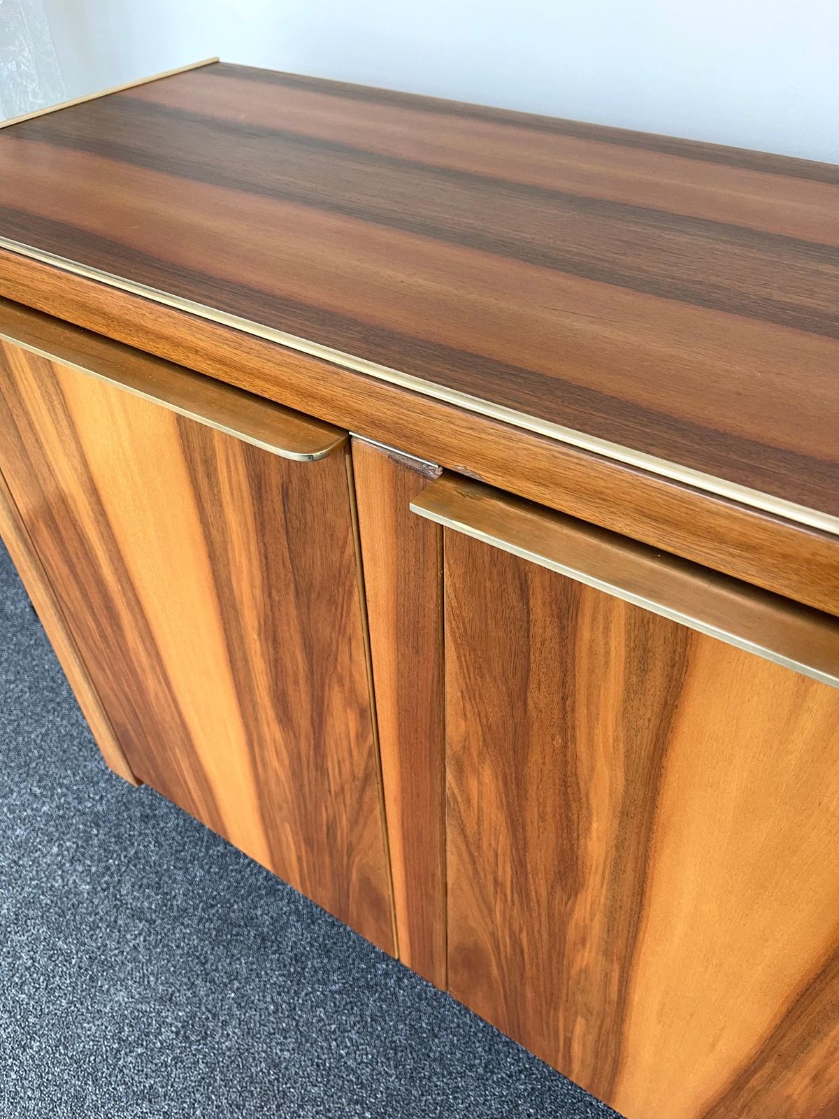 Wood And Brass Sideboard, Italy, 1980s photo furniture